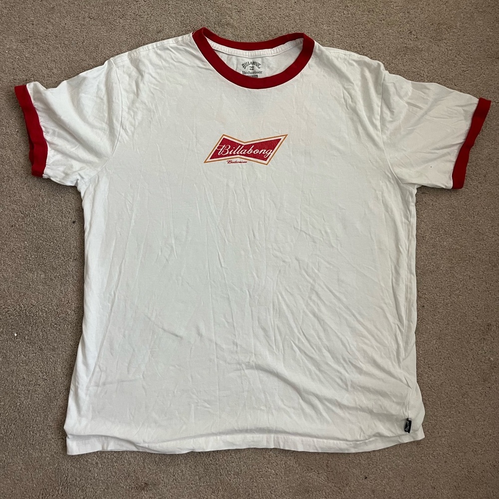 Billabong Red and Gold Logo Tee